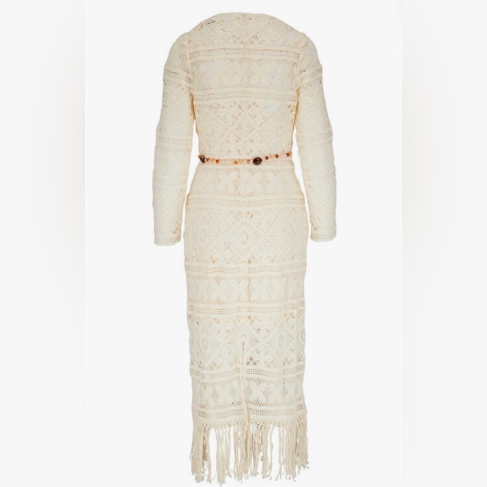 ZIMMERMANN Cira Ivory Ribbon Lace Tassel Midi Belted Dress sz 1 NWT 950$ - Picture 3 of 15